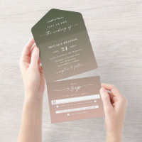 Eenvoudig donkergroen en zwart roze ombre Wedding