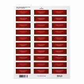 Eenvoudig donkerrood bruinachtig elegant modern etiket (Full Sheet)