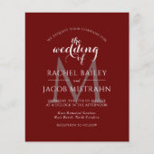 Eenvoudig donkerrood Monogram Foto Weddenschap (Voorkant)