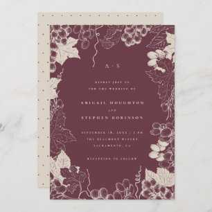 Eenvoudig door de hand getekend Vineyard Burgundy  Kaart