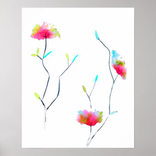 Eenvoudig, door Japans geïnspireerd, roze abstrac Poster