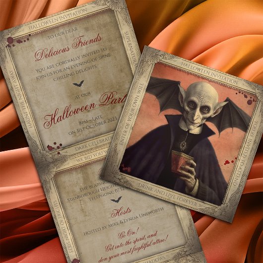 Eenvoudig Dracula Halloween-bedrijfsevenement Drieluik Uitnodiging
