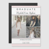 Eenvoudig, drie foto's, Blush Pink Afstuderen (Voorkant / Achterkant)