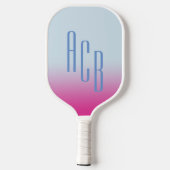 Eenvoudig drie letters blauw heet roze ombre monog pickleball paddle (Achterkant)