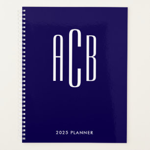 Eenvoudig Driedelige Monogram Donkerblauw Planner