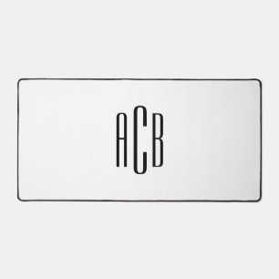 Eenvoudig drieletterig wit en zwart monogram bureaumat