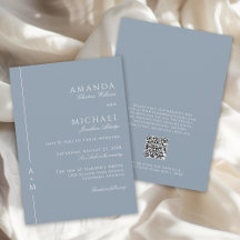 Eenvoudig Dusty Blue Elegant Monogram QR-code Trou