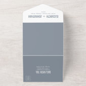 Eenvoudig Dusty Blue Typography Wedding All In One Uitnodiging (Buitenkant)