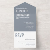 Eenvoudig Dusty Blue Typography Wedding All In One Uitnodiging (Binnen)