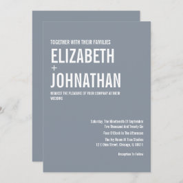 Eenvoudig Dusty Blue Typography Wedding Kaart