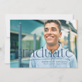 Eenvoudig, eenfotoblauw afstuderen aankondiging (Voorkant)