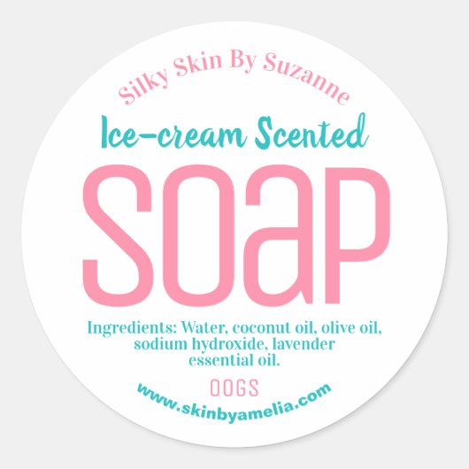 Eenvoudig eenvoudig blauw en roze op witte zeepeti ronde sticker (Voorkant)