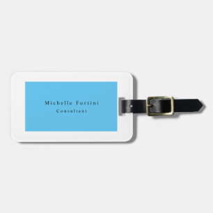 Eenvoudig eglegant minimalistisch modern blauw wit bagagelabel
