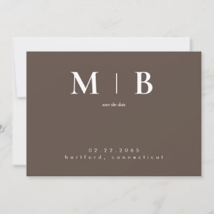 Eenvoudig eigentijdelijk Monogram bruin sparen de Save The Date