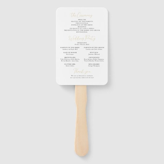 Eenvoudig Elegance Romantisch Script Trouwprogramm Handwaaier (Achterkant)