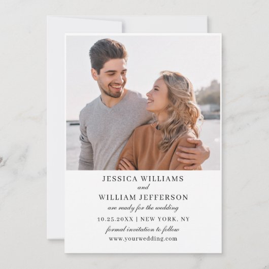 Eenvoudig Elegant 2 Photo Wedding Save The Date (Achterkant)