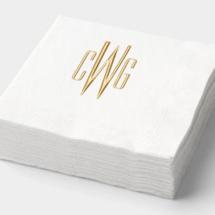 Eenvoudig Elegant 3 Initiaal Letter Monogram #4 Folie Servetten