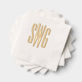 Eenvoudig Elegant 3 Initiaal Letter Monogram #8BSt Folie Servetten (Insitu (Gestapeld))