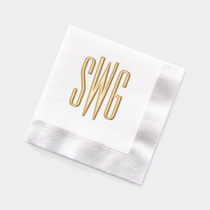 Eenvoudig Elegant 3 Initiaal Letter Monogram #8BSt Folie Servetten