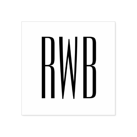 Eenvoudig Elegant 3 Initiaal Letter Monogram #8D Rubberstempel (Afrduk)