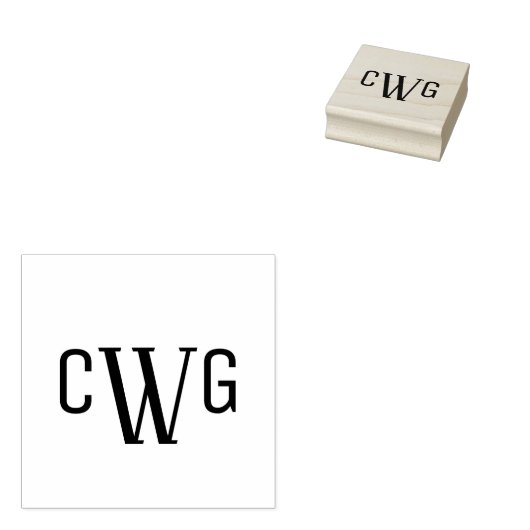 Eenvoudig Elegant 3 Initiaal Letter Monogram MF #2 Rubberstempel (Gestempeld)
