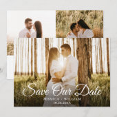 Eenvoudig Elegant 3 Photo Wedding Save The Date (Voorkant / Achterkant)