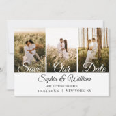 Eenvoudig Elegant 3 Photo Wedding Save The Date (Voorkant)
