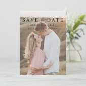 Eenvoudig Elegant 4 Foto Modern Script Verloving Save The Date (Staand voorkant)