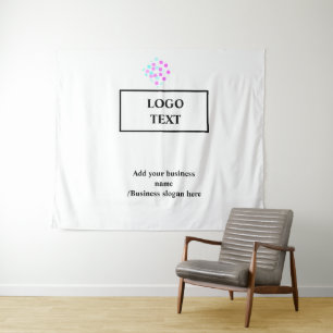 Eenvoudig elegant aangepast logo hier bedrijf wandkleed