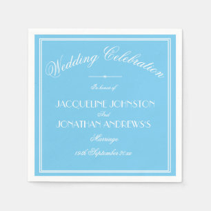 Eenvoudig Elegant Aqua Blauwe & Witte Scriptie Bru Servet