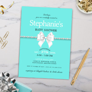 Eenvoudig Elegant Aqua Glam Tiffany Baby shower Kaart