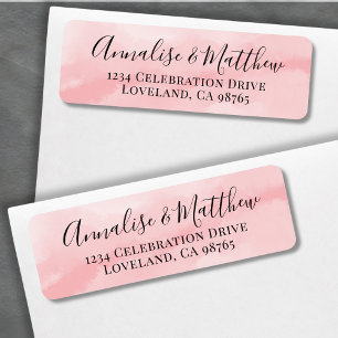 Eenvoudig Elegant Aquarel Roze Retouradres Etiket