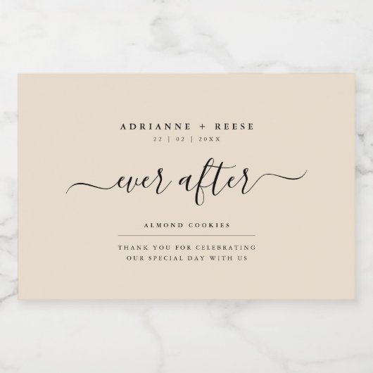 Eenvoudig Elegant Beige en Zwart Bruiloft Favor La Voedselcontainer Etiket (Enkel label)