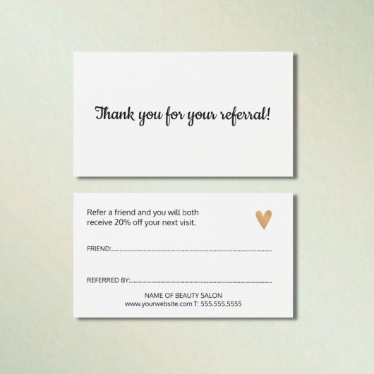 Eenvoudig Elegant Black en White Gold Heart Visitekaartje