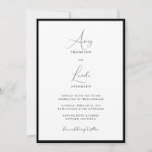 Eenvoudig Elegant Black en White Script Wedding Kaart (Voorkant)