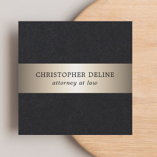 Eenvoudig Elegant Black Faux Gold Stripe Attorney Vierkante Visitekaartje