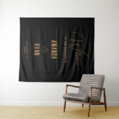 Eenvoudig elegant Black welkomstscript bruiloft Wandkleed (In Situ (horizontaal))