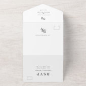Eenvoudig Elegant Black White Modern Monogram Wedd All In One Uitnodiging (Buitenkant)
