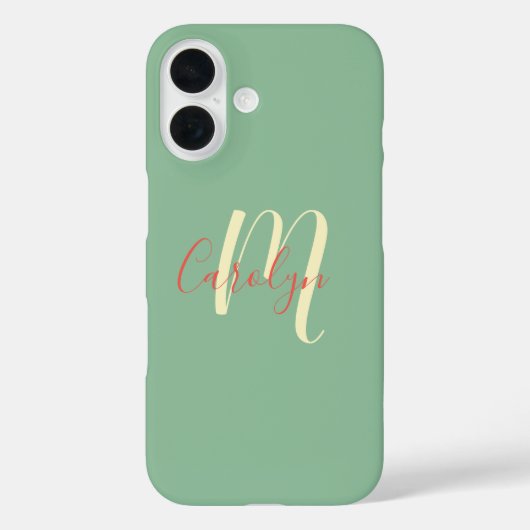 Eenvoudig, elegant, bleek groen, jouw naam en init Case-Mate iPhone case (Achterkant)