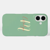 Eenvoudig, elegant, bleek groen, jouw naam en init Case-Mate iPhone case (Achterkant (horizontaal))
