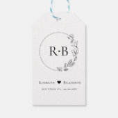 Eenvoudig Elegant Bloemen Krans Bruiloft Monogram Cadeaulabel (Achterkant)