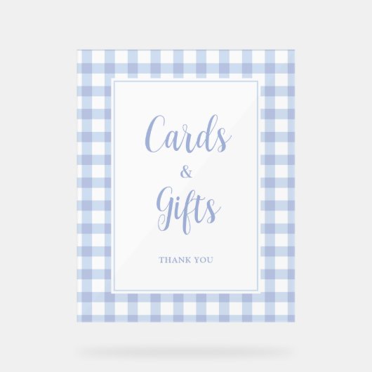Eenvoudig Elegant Blue Gingham Kaarten en geschenk Acryl Bord (Voorkant)