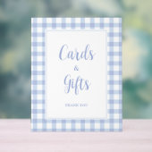 Eenvoudig Elegant Blue Gingham Kaarten en geschenk Acryl Bord (Neutraal)