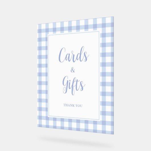 Eenvoudig Elegant Blue Gingham Kaarten en geschenk Acryl Bord (Hoek)