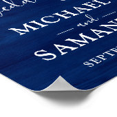 Eenvoudig Elegant Blue Wood Rustic Wedding Poster (Hoek)