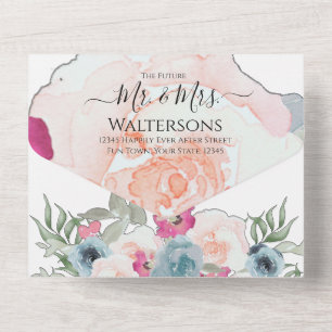 Eenvoudig Elegant Blush Fushia Pink All In One Uitnodiging