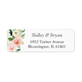 Eenvoudig Elegant Blush Pink Floral Return Address Etiket (Voorkant)