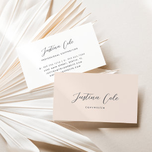 Eenvoudig Elegant Blush Pink Grey Calligraphy Scri Visitekaartje