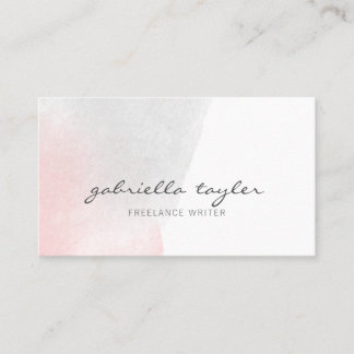 Eenvoudig Elegant Blush Pink Grey Waterverf Script Visitekaartje