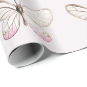 Eenvoudig & Elegant Blush Vlinder Wrapping Papier (Rol Hoek)
